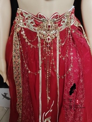 Handmade Bohemian Gold สีแดงสีฟ้าสร้อยคอสร้อยคอไหล่ สายโซ่คาดเอว Original ดีไซน์ ชนเผ่า สไตล์แฟชั่นเ