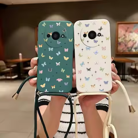 A 3 Mini Butterfly Lanyard Silicone Phone Case For Xiaomi Redmi A3 Turbo 3 10A A1 10 12 13C 9C 9A 10