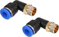 PATIKIL 1/8 inch push-to-connect fitting, pack of 2, PT-Male thread, 90 degree connection, 6 mm hose