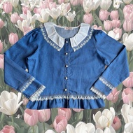 Himeka Vintage - Lily Denim Blouse with lace - Vintage Blouse Blouse Women