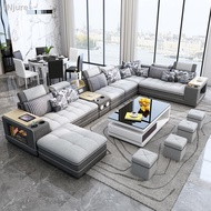 ▪Fabric Living Room Sofa Bed Sets Big U Shape Corner Cloth Couch Nordic Modern Speaker Sound System Bluetooth Muebles De