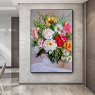 Canvas Painting Flowers Print Poster Bouquet In Vase  Drawing Bedroom Living Room Porch Wall Art Pic