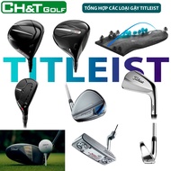 Compilation of new used Titleist golf clubs Driver, Iron, Wood, rescue clubs
