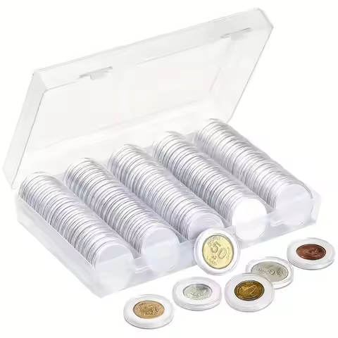 100 x 27mm Coin Boxes, Coin Storage Boxes With Plastic Organiser for Coin Collecting, Commemorative 