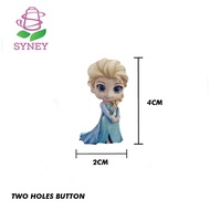 Butang Frozen Elsa, Butang Kayu Cartoon,  Button Frozen's Elsa 4cm x 2cm