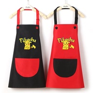 Kids Apron Waterproof Cartoon Pikachu Apron Personalized Apron Kids Art Apron Portable Sleeveless Ba