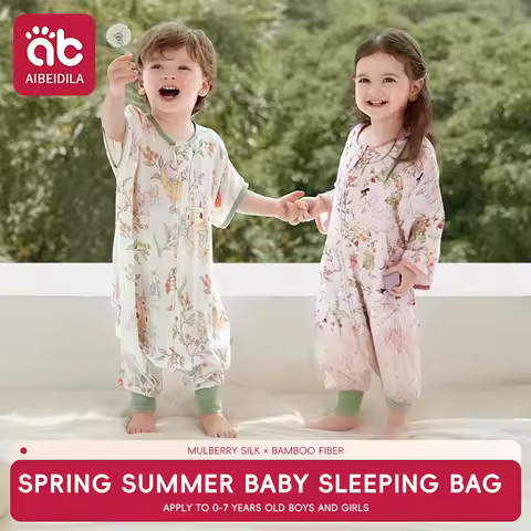 Swan Kids Sleeping Bag Cute Breathable Thin Sack Sleepsack Detachable Short Sleeves Sleepwear Wearab