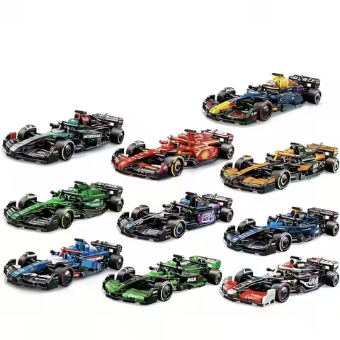 2025 DIY in-stock product 10-piece set racing car 66802 assembly model decoration, birthday gift, Ch