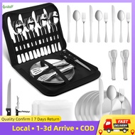 【Local delivery】 Camping Cutlery Set for 4 People – 20-Piece Stainless Steel Picnic Tableware Set wi