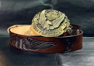 Harley Davidson Eagle Belt Buckle  with  Brown Belt  哈利鷹皮帶扣連美國啡皮帶