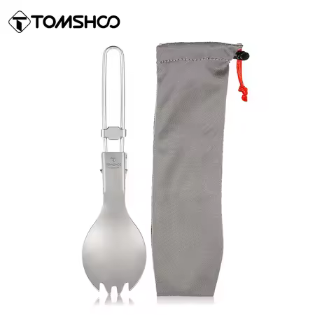 Tomshoo Titanium Folding Spork Outdoor Camping Supplies Hiking Backpacking Dinner Spork Utensil Tabl