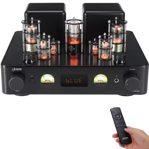 Juson Audio JTA100 Upgrade 200W Integrated Hybrid Tube Amp with BT 5.0 Optical AUX RCA Phono Input a