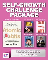 SELF-GROWTH CHALLENGE PACKAGE - READ 5 EBOOKS IN ONE YEAR! (PDF) (Atomic Habits) (Rich Dad Poor Dad)