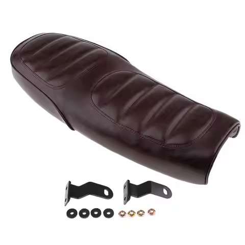 Retro Brown Cafe Racer Seat 63cm Flat Cushion Artificial Leather Vintage Bench for Motorcycle Choppe