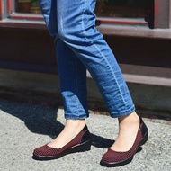 MIT【條紋布輕量舒適女鞋-黑紅】極輕 均壓 止滑鞋底 久走久站