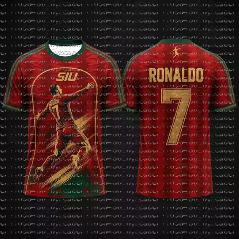 Ronaldo SIU 7 Soccer Jersey for Kids/Adults New Fan Commemorative 3D Soccer Shirt Men's Breathable Q