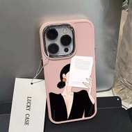 Elegant Girl Phone Case Compatible for IPhone 11 12 13 14 15 Pro Plus  7 8 Plus X XR XS MAX SE 2020 Lens Protector Luxury Soft Shockproof Casing