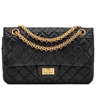Chanel Black Quilted Aged Calfskin 2.55 Reissue 225 Double Flap Aged Gold Hardware, 2014
