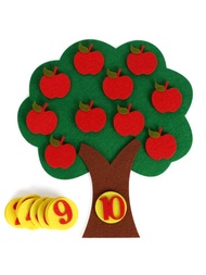 蘋果樹設計教育性毛氈數學玩具適用於兒童,幼兒園活動和家庭學習