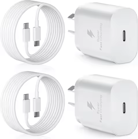 Australian Standard Charger 25W USB C Wall Charger for Samsung with USB-C to C Cable, Type C Wall Ad