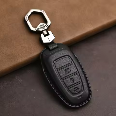 Genuine Leather Protector For Hyundai Tucson Staria Sonata Hybrid Nexo Nx4 Grand Key Case Cover Fob