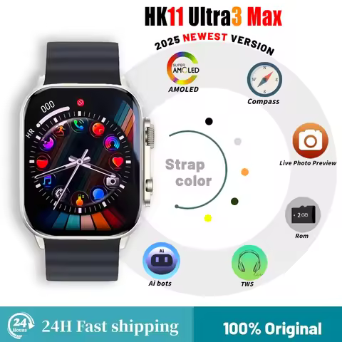 HK11 Ultra 3 Smart Watch Amoled Screen 2GB AI Translate Local Album Music Sports Watch Men's Smart W