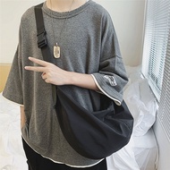 Shoulder Bag Men's Large-Capacity Crossbody Bag Trendy Brand Student Nylon Oxford Cloth Bag Boys Simple Casual Dumpling Bag