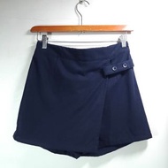 JUNIOR POLISEN 設計師品牌 深藍 質感 斜開布 簡約 褲裙 短褲 褲子 女 穿搭（全新）