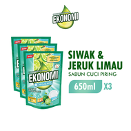 [Paket Isi 3] EKONOMI Sabun Cuci Piring Siwak & Jeruk Limau 650ML Pouch