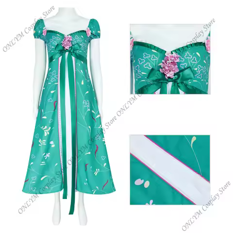 Princess Giselle Cosplay Costume Giselle Dress Green Dress Halloween Costume Christmas Role Play Uni