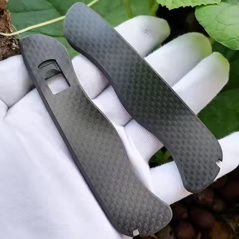Custom Made 3K Carbon Fiber Handle Scales With Pocket Clip Cut-Out for 111mm Victorinox SAK MOD, Sca