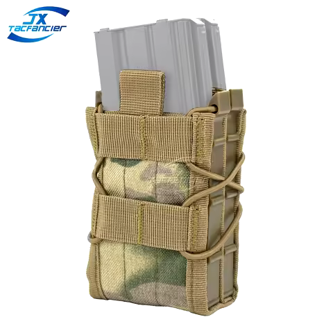 Tactical Rifle Magazine Pouch Double Stack Molle MAG Coupler Holder Elastic Shock Cord M4 AK HK416 A
