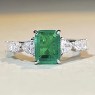 WRRP Luxury Solid Platinum PT950 Women's Emerald Cotton Muzuo Diamond Ring Seiko Caibao Moissanite D