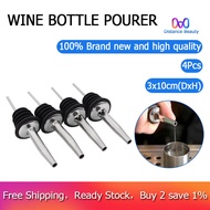 4Pcs Stainless Steel Whisky Liquor Oil Wine Bottle Pourer Cap Spout Stopper Mouth Dispenser Bartender Home Bar Party Accessories