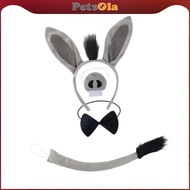 [PETSOLA] Donkey Costume Donkey Ears Headband Nose Tie Tail Set Animal Props Accessories Set Cloth M