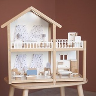 白色木製娃娃屋套件 娃娃屋微縮模型 小房子 童話屋