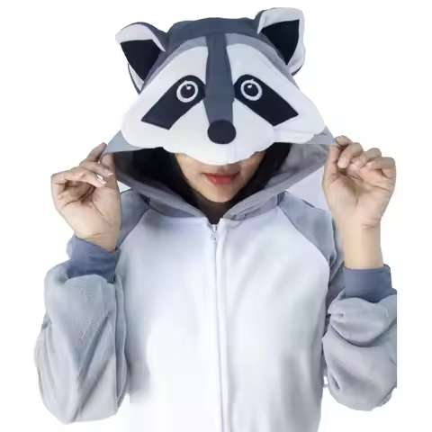Gray Raccoon Kigurumi Onesies Anime Cartoon Women Men Pajamas Halloween Christmas Cosplay Anime Full