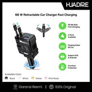 HUADRRE Car Charger Retractable Fast Charging PD 66W 4 in 1 Car Motorcycle Type C Plug & iphone