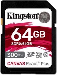 Kingston Canvas React Plus SD C10 UHS-II A2 U3 V90 64GB SDR2/64GB