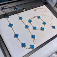 van cleef Blue agate vintage ten flower necklace set