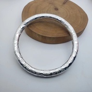 Vòng Tay Bạc Nguyên Chất Thủ Công 999 Hình Cột Tròn in Chữ Tùy Chỉnh Cho Cặp Đôi Trang Sức Thời Tran