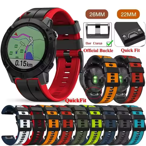 22 26mm Quickfit Silicone Watch Strap For Garmin Approach S70 S62 Fenix 7X 47 51mm 6 6X Pro 5 5X Ins