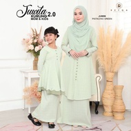 FAMILY SET SEDONDON / KURUNG JUWITA &amp; KURTA JAZLE IBU AYAH &amp; ANAK / PISTACHIO &amp; MINT GREEN / BAJU RAYA 2022 / READYSTOCK