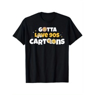 Gotta Love 90S Cartoons Nostalgia Graphic T-Shirt - Black Retro TV & Movie Design With Stars & Chara