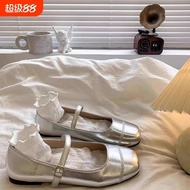 mary jane shoes women shoes Silver Leather Mary Jane Shoes - Perfect for Skirts | Summer 2025