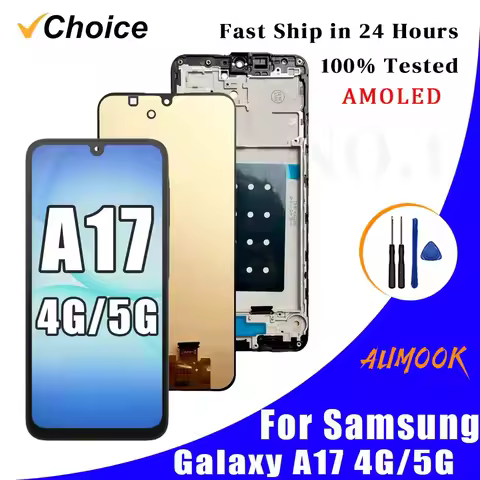AMOLED For Samsung Galaxy A17 4G 5G LCD Display Touch Screen Digitizer With Frame For Samsung A17 A1