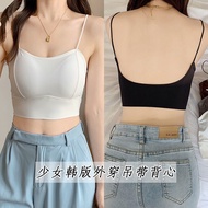 【ks1140.my】 Camisole/Long Top防走光抹胸式内衣女带胸垫初高中学生裹胸韩版打底吊带美背心外穿 【0723u3joHY8MG】