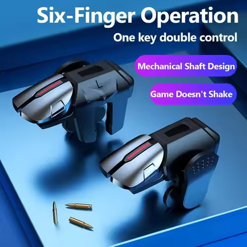 X8 Mobile Game Trigger For PUBG Phone Gaming Controller 6 Finger Trigger Sensitive Shooting Gamepad 