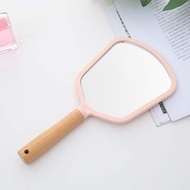 Handheld Mirror with Handle, for Vanity Makeup Home Salon Travel Use (Fan, Pink)