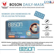 BOSON Masker Earloop 3 Ply Non-Medis Isi 40 Pcs - Disposable Face Mask
